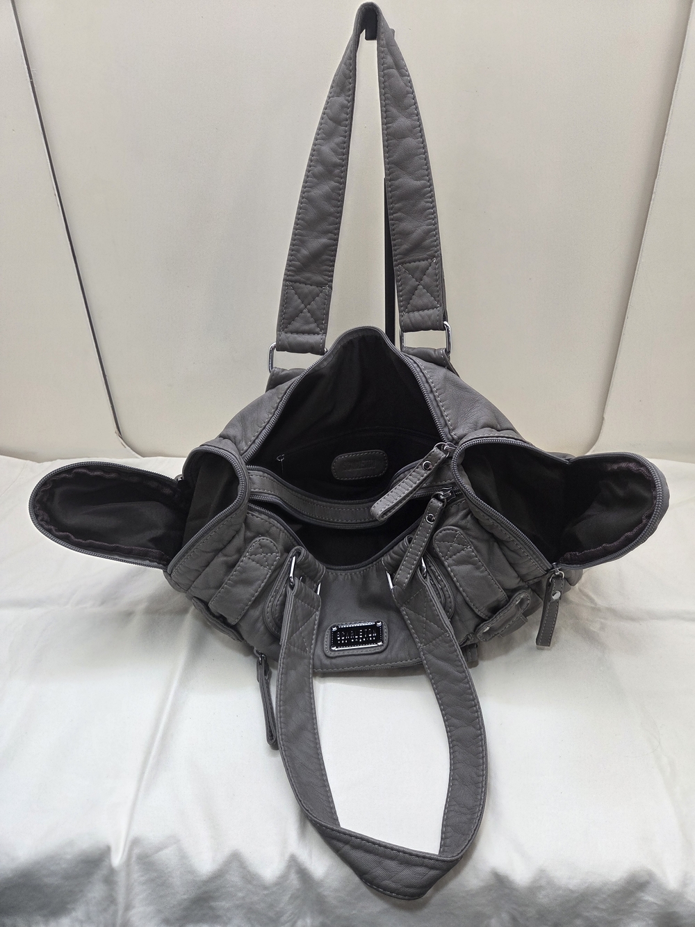 Scarleton Los Angeles Gray Large Tote | Dual Zip | Multi‑Compartment Work Bag - Picture 5 of 10